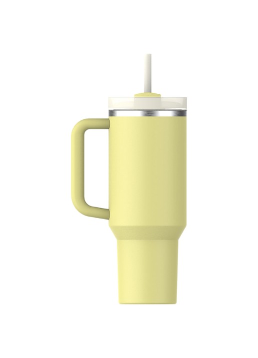 Stanley Quencher H2.0 Flowstate Tumbler thermosfles 1,2 liter  - achterkant 2 lichtgeel