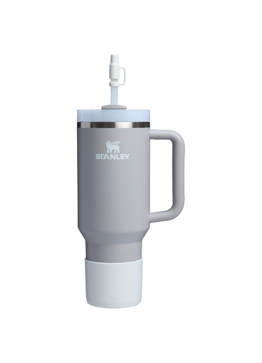 Stanley The Quencher® bekerhoes en rietjes dop 3-delig - voorkant lichtgrijs