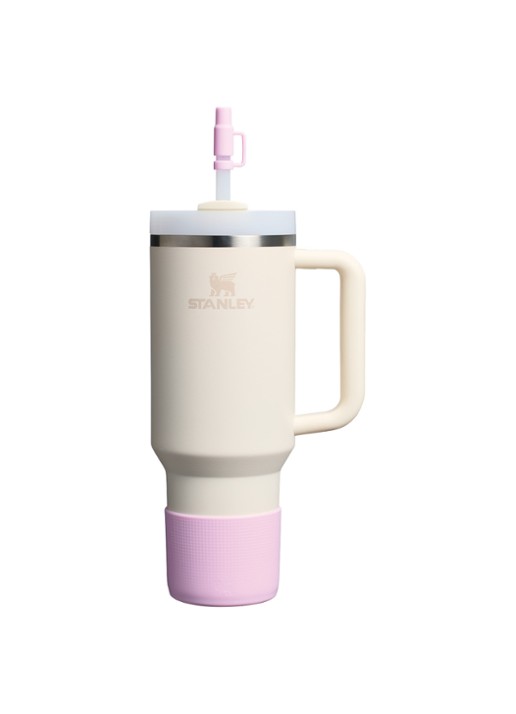 Stanley The Quencher® bekerhoes en rietjes dop 3-delig - voorkant roze