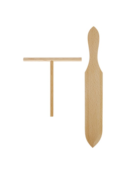 Staub Flensjespan met houten steel 28 cm - detail 2 zwart