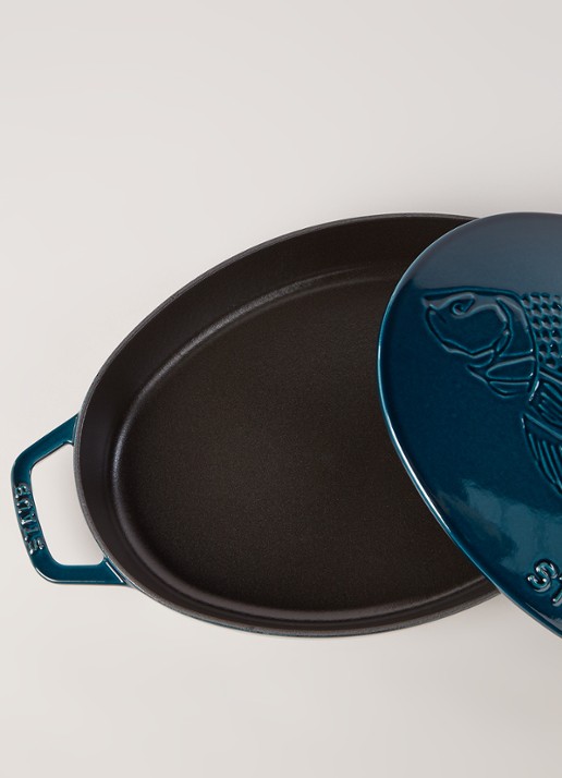 Staub La Mer vispan ovaal 33 cm - detail 3 zeegroen
