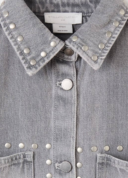 Stella McCartney Denim blousejurk met studs - detail 3 grijs