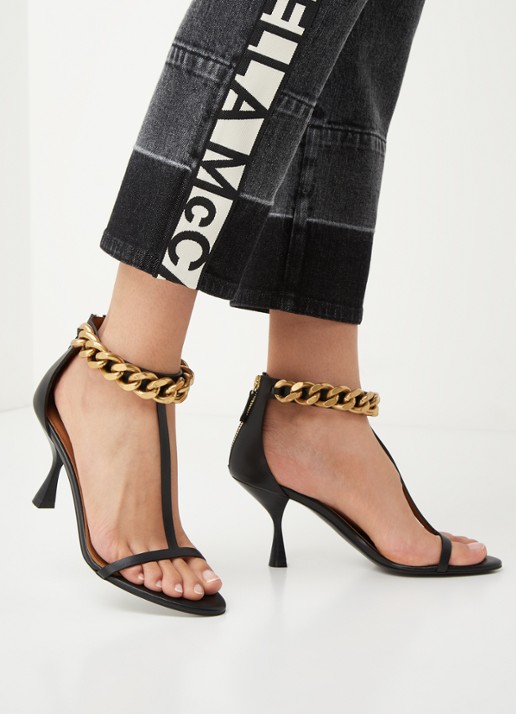 Stella McCartney Falabella sandalette van leer - voorkant 2 zwart