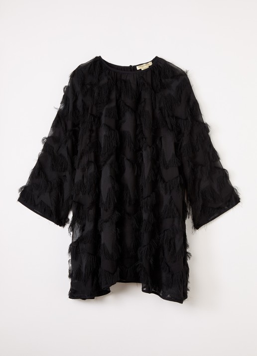 Stella McCartney Jurk met franjes - voorkant 2 zwart