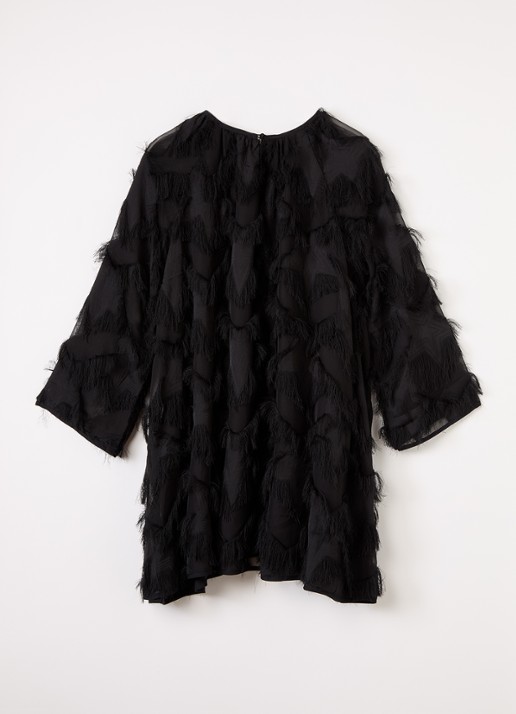 Stella McCartney Jurk met franjes - voorkant 3 zwart