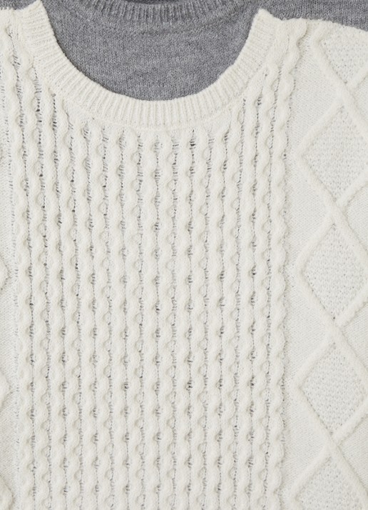 Stella McCartney Kabelgebreide trui in wolblend - detail 3 gebroken wit