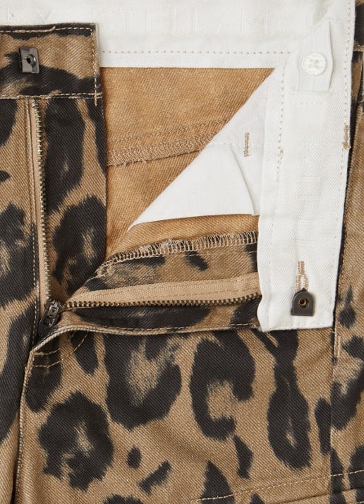 Stella McCartney Loose fit jeans met panterprint - detail camel