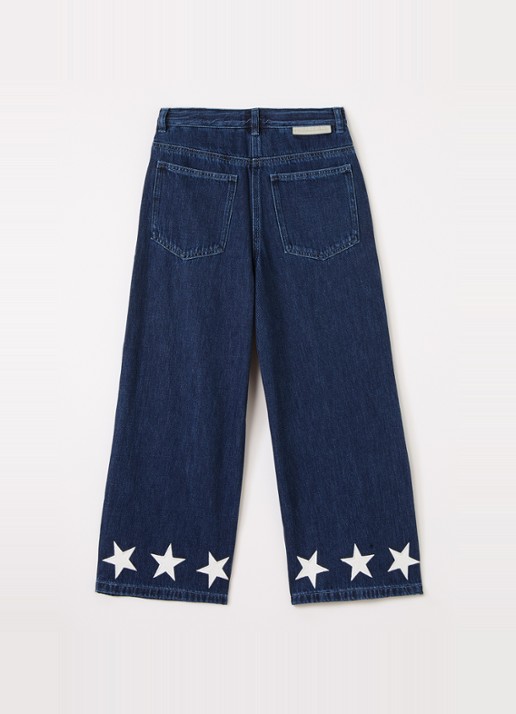 Stella McCartney Wide leg jeans met donkere wassing - voorkant 2 indigo