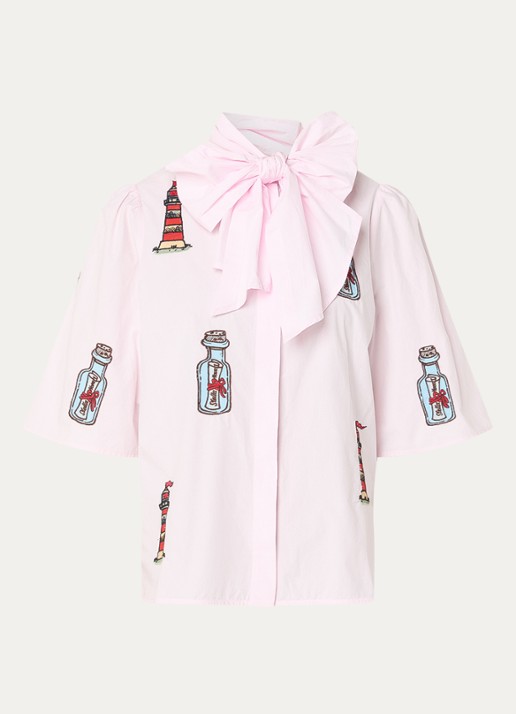 Stella Nova Blouse met borduring en gestrikt detail - voorkant 3 roze