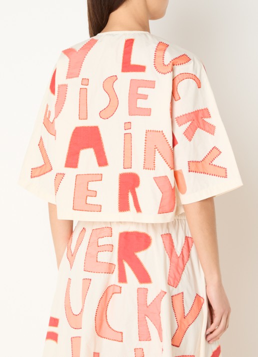 Stella Nova Cruise cropped blouse met borduring - achterkant 4 oranjerood
