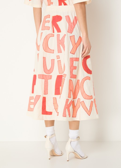Stella Nova Cruise midi rok met borduring - achterkant 4 oranjerood