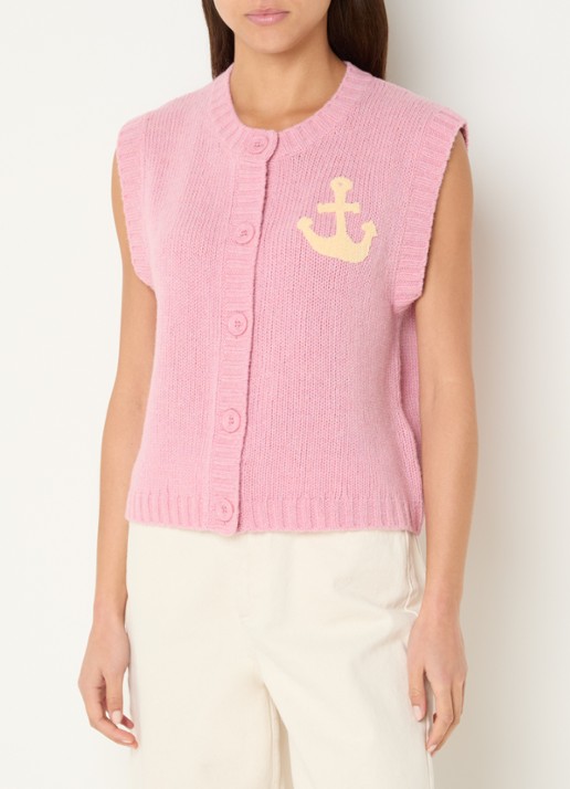 Stella Nova Grofgebreid gilet met logo