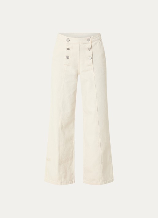 Stella Nova High waist wide leg jeans met gekleurde wassing - voorkant gebroken wit