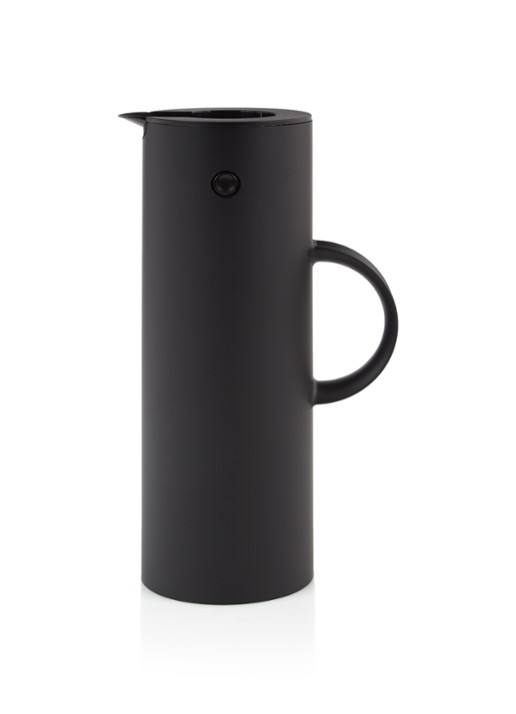 Stelton EM77 thermoskan 1 liter - voorkant zwart