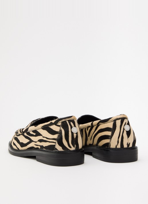 Steve Madden Adison-A loafer van leer met zebraprint - achterkant 4 creme