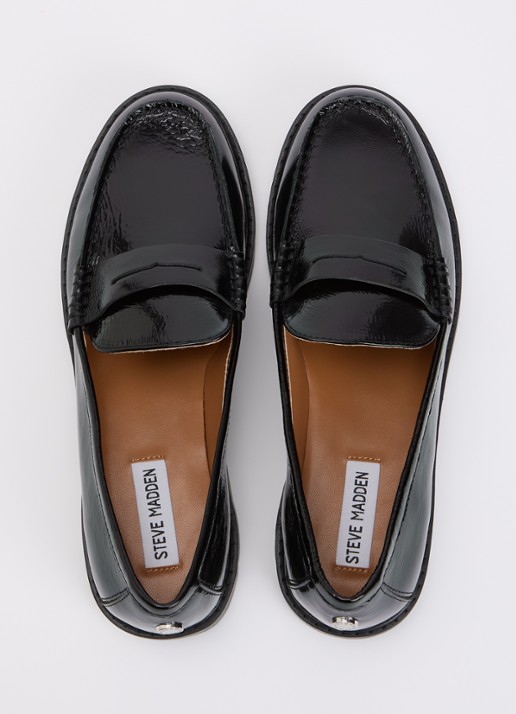 Steve Madden Adison loafer van suède met panterprint - detail 2 zwart