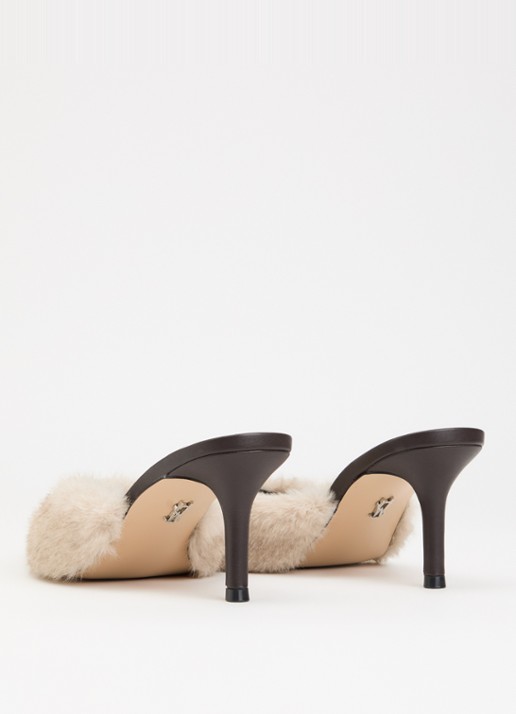 Steve Madden Alexi-F muiltje van imitatiebont - achterkant grijs