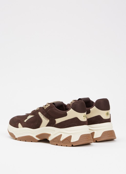 Steve Madden Ample sneaker met suède details - achterkant 4 donkerbruin