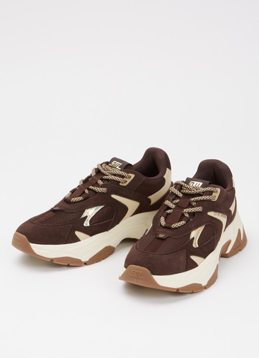 Steve Madden Ample sneaker met suède details - detail donkerbruin