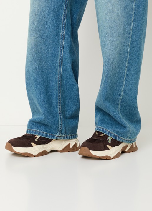 Steve Madden Ample sneaker met suède details - voorkant 6 donkerbruin