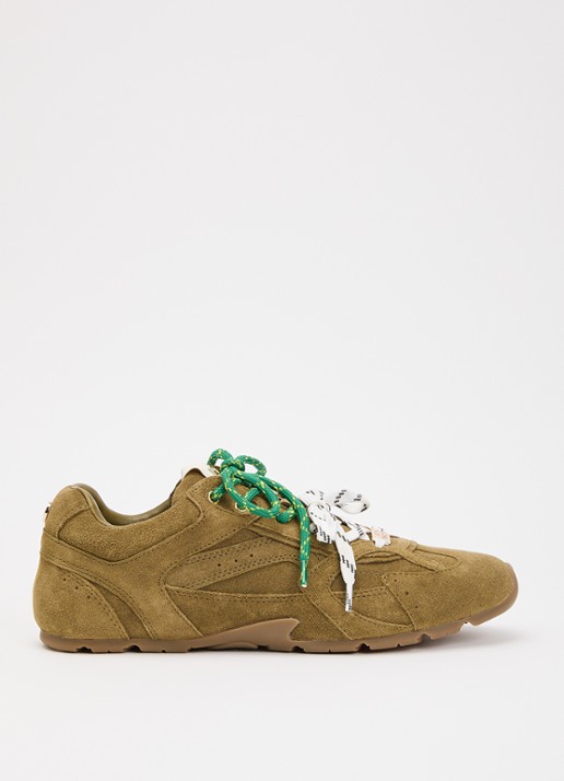 Steve Madden Asiel sneaker van suède - voorkant 4 khaki