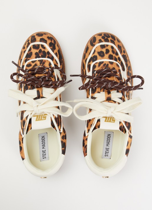 Steve Madden Augustine sneaker met panterprint - detail 3 camel