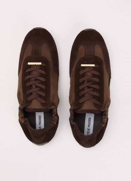 Steve Madden Bobby sneaker van suéde - detail 4 donkerbruin