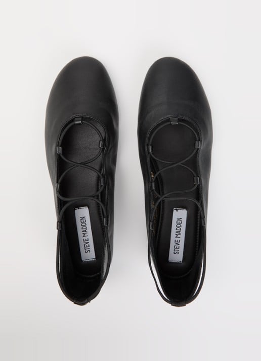 Steve Madden Bombshell ballerina van leer - detail 3 zwart