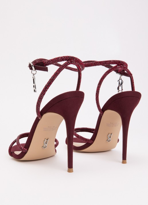 Steve Madden Bryanna sandalette met strass - achterkant 6 bordeauxrood