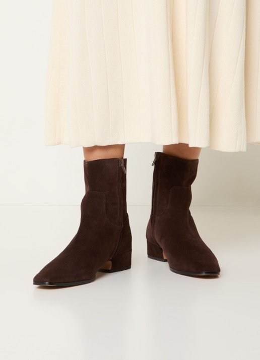 Steve Madden Dusty enkellaarsje van suède - voorkant 2 donkerbruin