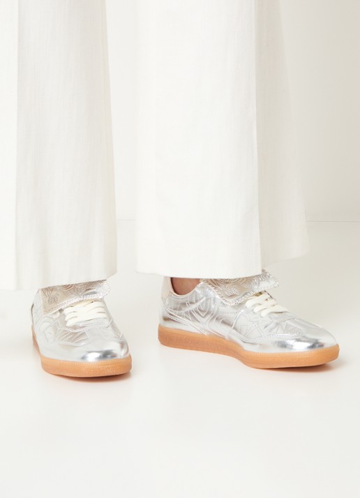 Steve Madden Euphoria sneaker met metallic finish - voorkant 6 zilver