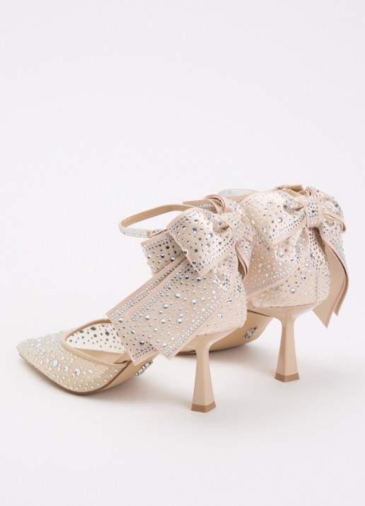 Steve Madden Fiorela-mr pump met strass en strikdetail - achterkant 6 beige