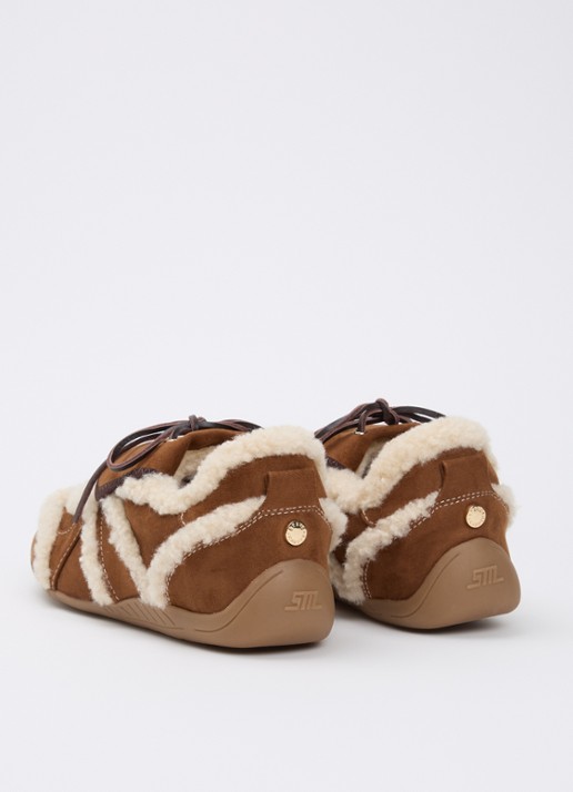 Steve Madden Freezone sneaker met details van imitatiebont - achterkant 6 bruin