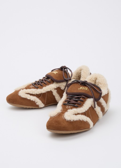 Steve Madden Freezone sneaker met details van imitatiebont - detail bruin