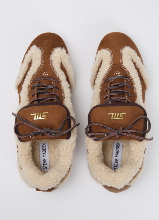Steve Madden Freezone sneaker met details van imitatiebont - detail 2 bruin