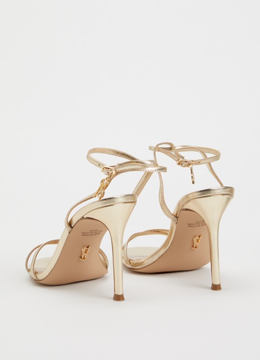 Steve Madden Jypsey-cn sandalette van leer met metallic finish - achterkant 6 goud