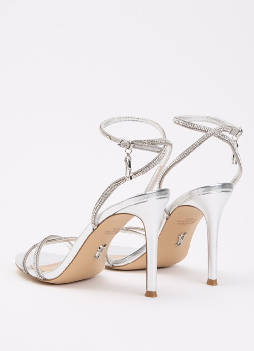 Steve Madden Jypsey-cnr sandalette met strass - achterkant 6 zilver