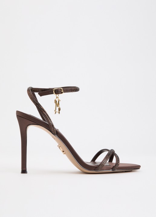 Steve Madden Jypsey sandalette met strass - voorkant 5 donkerbruin
