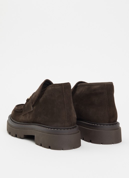 Steve Madden Karima enkellaarsje van suède - achterkant 4 donkerbruin