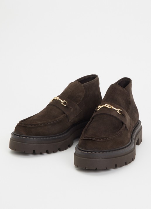 Steve Madden Karima enkellaarsje van suède - detail 2 donkerbruin