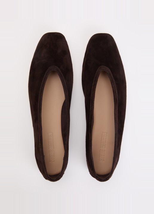 Steve Madden Leni ballerina van suède  - detail 3 donkerbruin