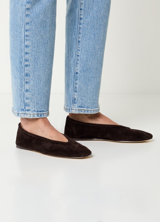 Steve Madden Leni ballerina van suède  - voorkant 6 donkerbruin