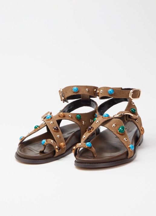 Steve Madden Linear sandaal van suède met studs - detail lichtbruin