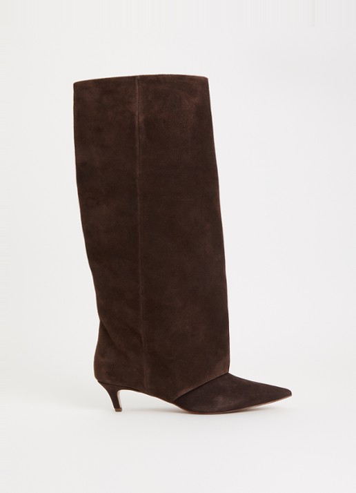 Steve Madden Luca laars van suède - voorkant 3 chocoladebruin