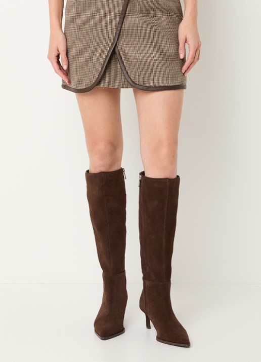 Steve Madden Lucid laars van suède - voorkant 4 donkerbruin
