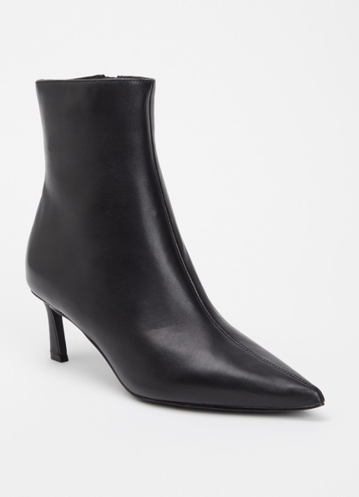 Steve Madden Lulah enkellaarsje van leer - voorkant 3 zwart