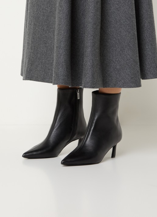 Steve Madden Lulah enkellaarsje van leer - voorkant 4 zwart