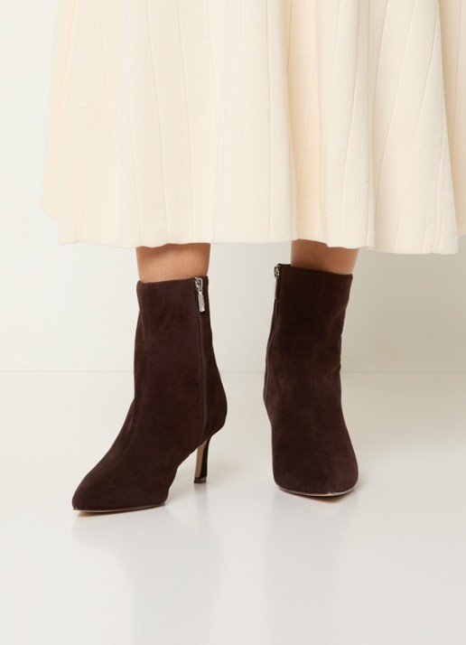 Steve Madden Lulah enkellaarsje van suède - voorkant 4 donkerbruin