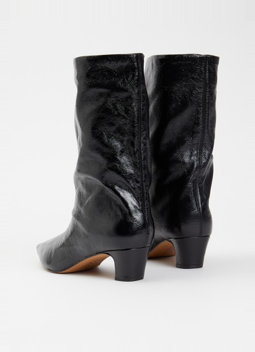 Steve Madden Lytton enkellaarsje van leer met lakfinish - achterkant zwart