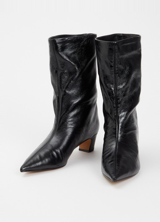 Steve Madden Lytton enkellaarsje van leer met lakfinish - detail 3 zwart